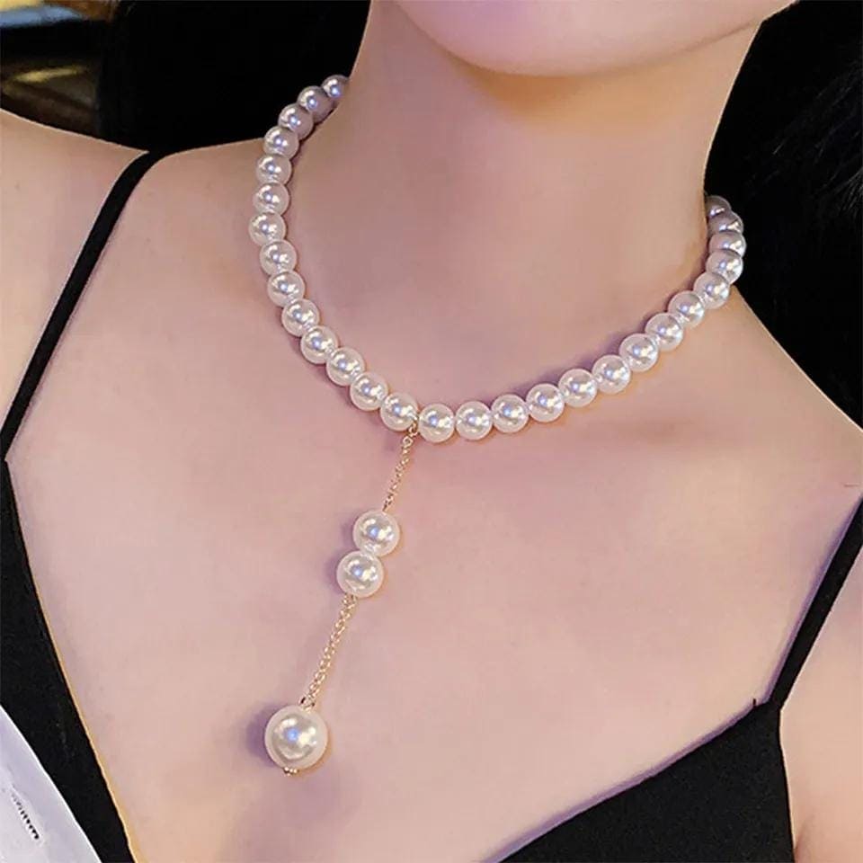 Luxury Pearls Bead Necklaces, Imitation Pearl Long Tassel Necklace, Baroque Simulated Pearls Long Tassel Pendant, Chunky Link Chain Layered Necklaces for Women Luxury Pearls Bead Necklaces, Imitation Pearl Long Tassel Necklace, Baroque Simulated Pearls Long Tassel Pendant, Chunky Link Chain Layered Necklaces for Women